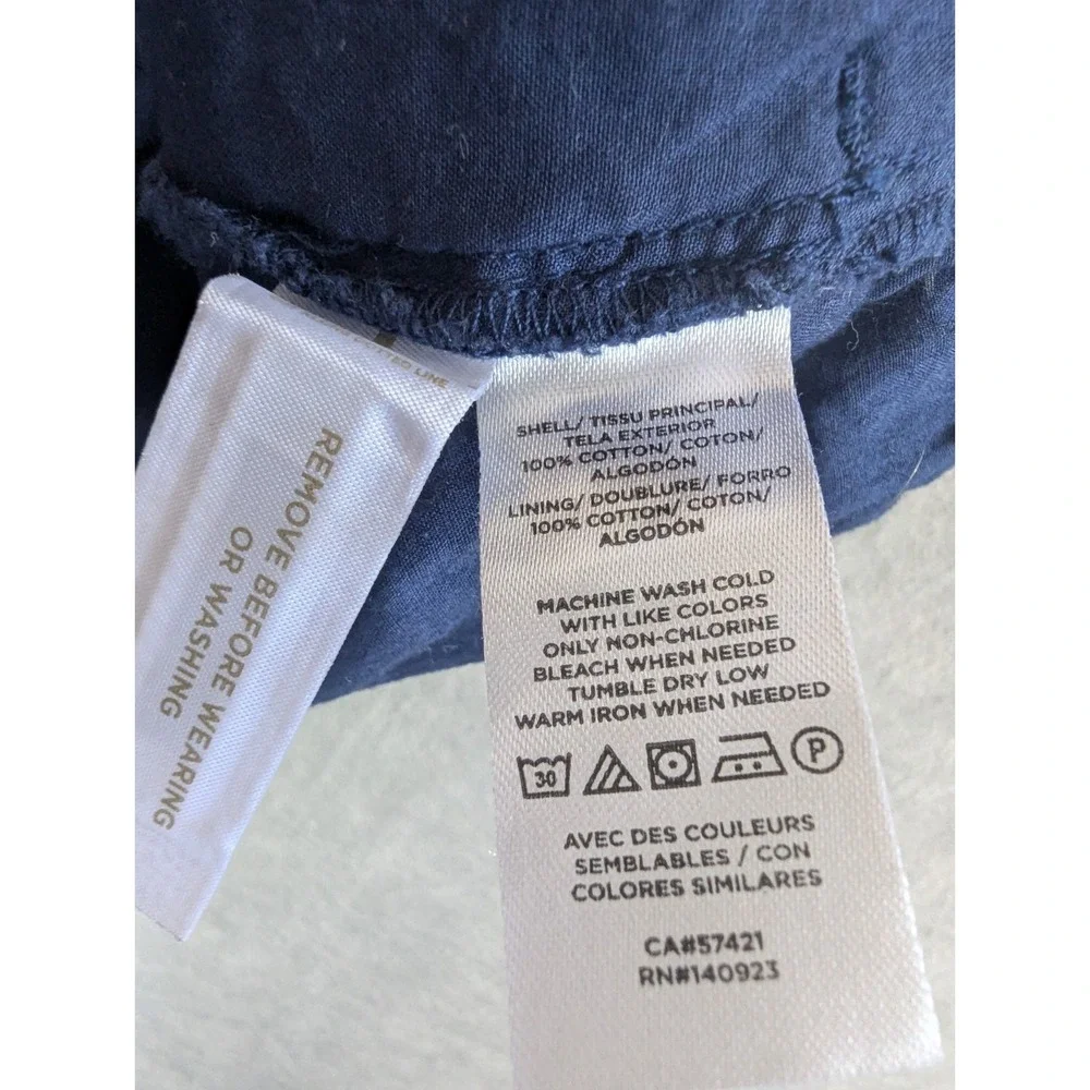 LOFT Blue Eyelet Cotton Midi Skirt Size 8 Button Front A-Line Lined Cottagecore - Picture 6 of 6